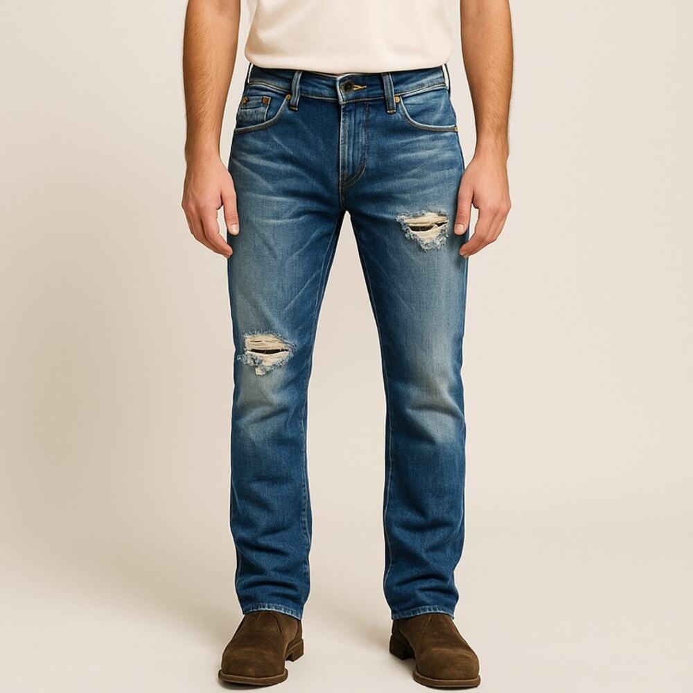 Prps Selvedge Distressed Camo Patch Button Fly Je… - image 1